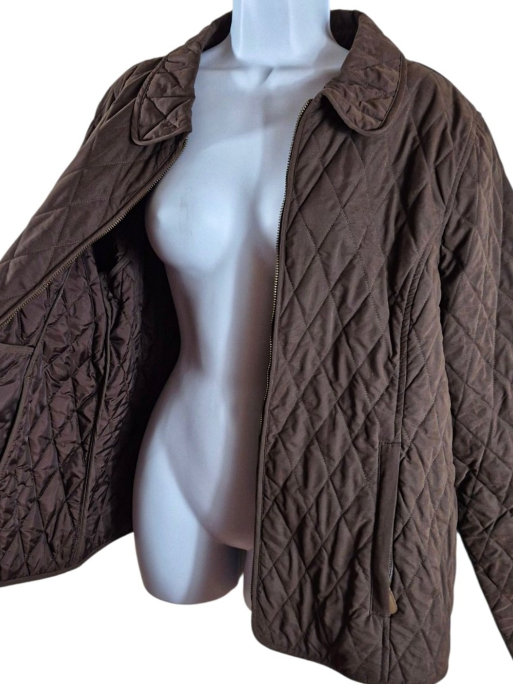 LL Bean XL Brown Quilted Riding Heritage Jacket Equestrian Barn Coat Minimalist - Picture 4 of 11